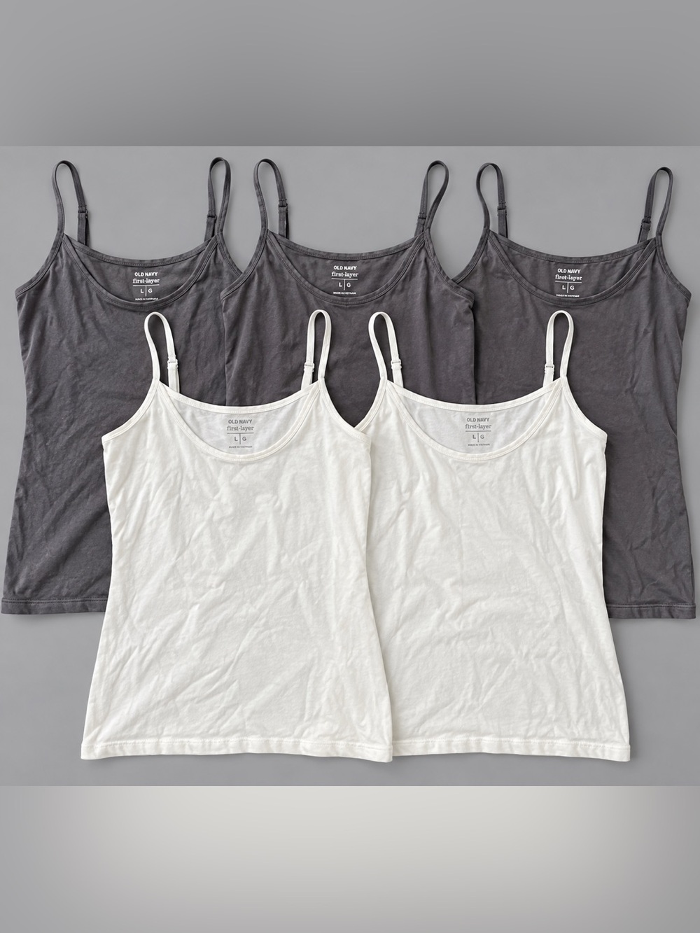 Old Navy First-Layer Camisole Tank Tops Size Large Lot of 5 Gray White
